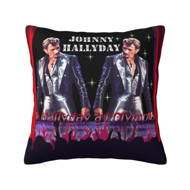 Johnny Hallyday Throw Pillow Case Decoracion D Print French Singer Rock Music Sofa Cushion Cover Polyester Soft Pillowcase