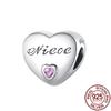 New Charms Copper Family Love Heart Beads Fit Snake Chain Bracelet Necklace Diy Jewelry