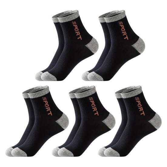 5 Pairs Men's Crew Socks Moisture-Wicking Athletic Socks Soft Breathable Running Socks for Hiking Sports