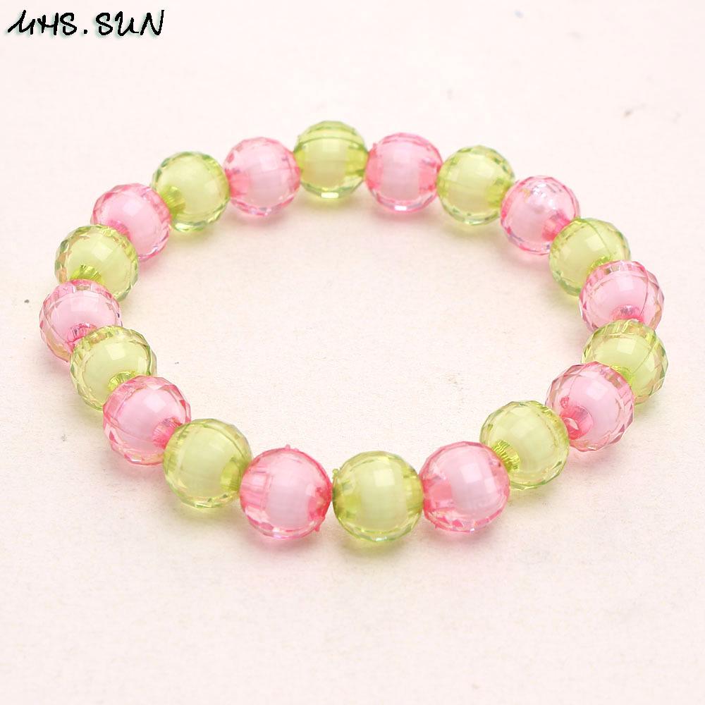 Rainbow Resin Pendant Bead Bracelet for Girls