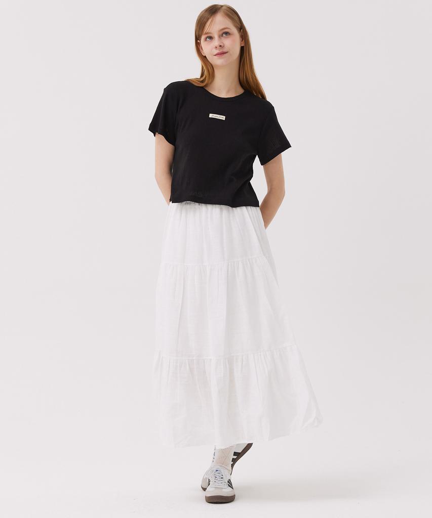 Awesome Studio Cotton Tiered Long Skirt Black