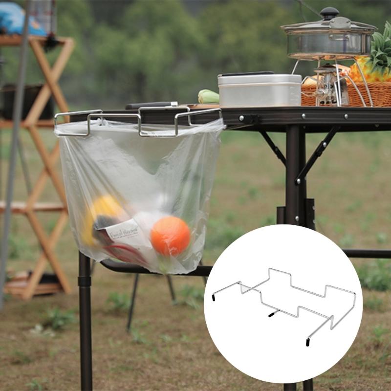 Outdoors Stainless Iron Outdoor Camping Picnics Trash Bag Holder Storage Stand