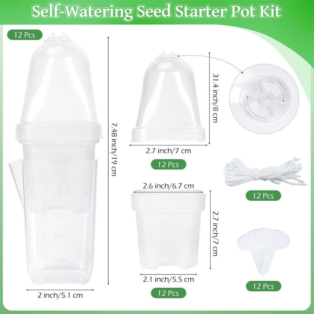 Self Watering Propagation Pots With Humidity Dome Starter Cups With Plant Labels Flower Pot Nursery Pot Transparent