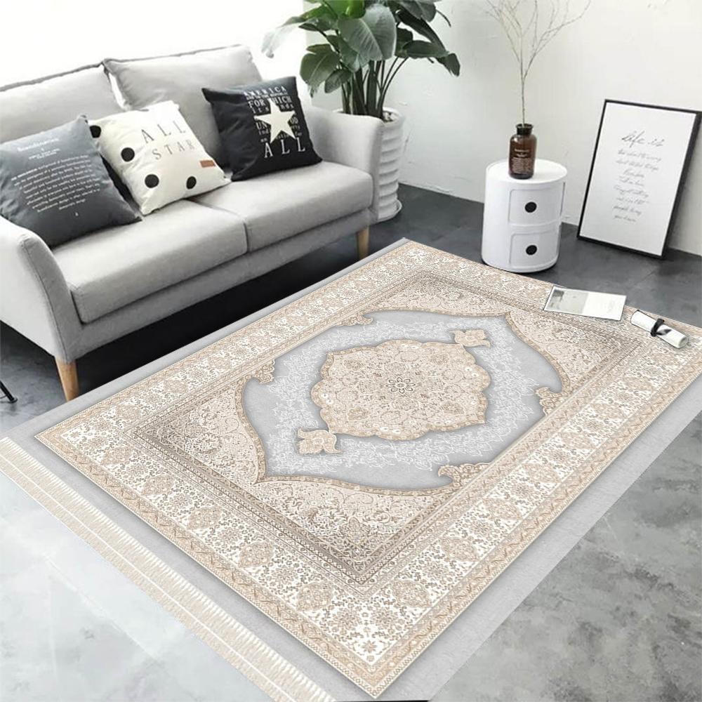 Europäischer Retro Floral Großer Teppich für Wohnzimmer Luxus Dekor Teppich Rutschfest Schlafzimmer Ankleidezimmer Waschbare Weiche Matte