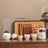 Travel Tea Set Underglaze Color Ancient Rhyme Pot Kuaike Cup Set Business Ceramic Car Set Outdoor Souvenir