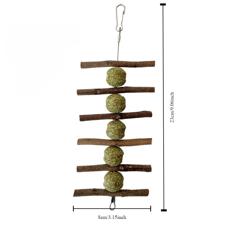 1pcs Alfalfa Grass Ball Skewer Grass Cake Grinding Teeth Apple Branch Bite Skewer Guinea Pig Rabbit Dragon Cat Snack Bite Stick
