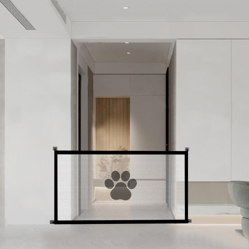 Extra Long Mesh Dog Cat Gate | Tall Free Standing Pet Barrier with Door for Indoor & Outdoor Use