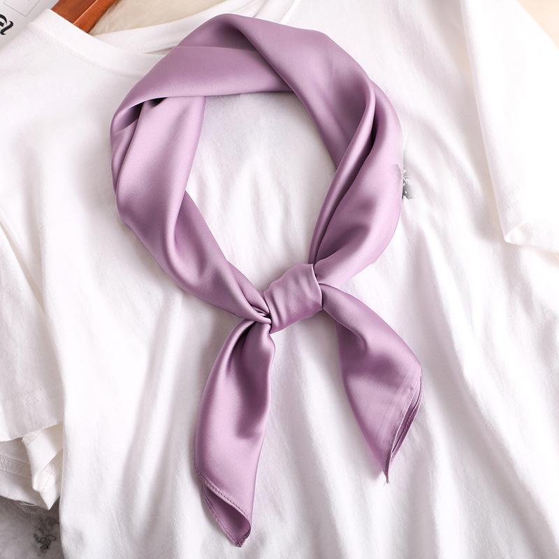 Solid 50s Neck Scarf Solid Color Hair Ribbon Scarf Retro Imitation Silk Necktie Long Skinny Scarf For Purse