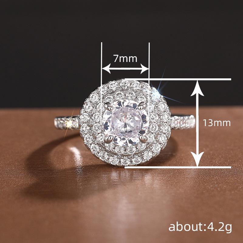 Huitan Trendy Women Ring Inlaid Sparkling Round Cubic Zirconia Elegant Accessories Charming Jewelry for Wedding Engagement DailyGood product