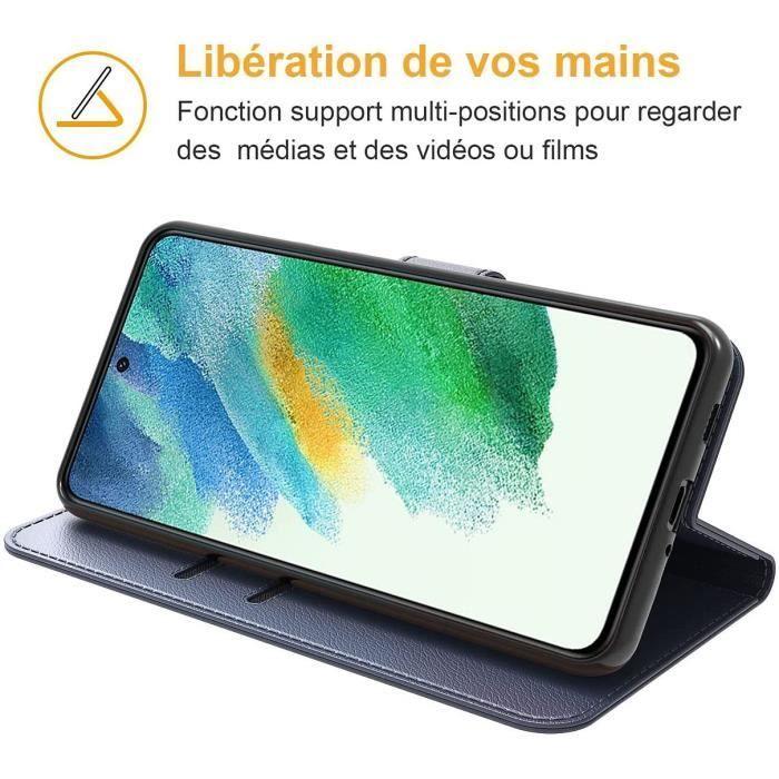 Fodral - för Samsung - S21 - Mörkblå - Mjuk Plånbok - Stötsäker Reptålig