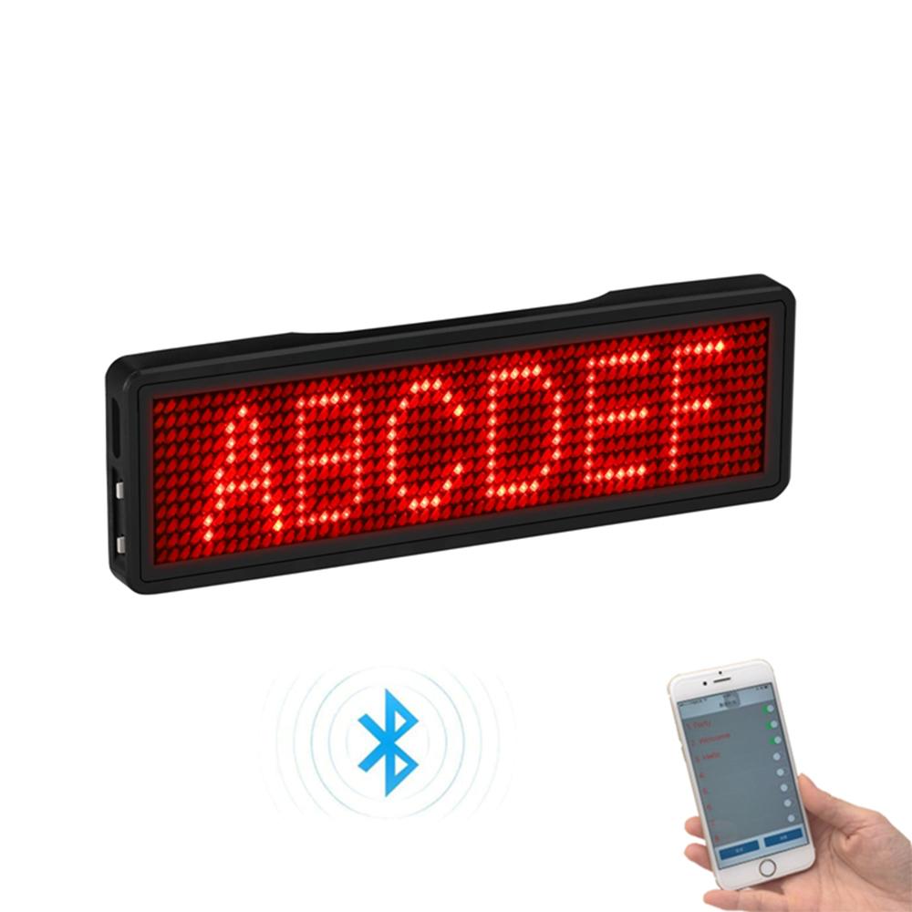Bluetooth LED Digital Badge Insignia DIY Programmable Led Sign Scrolling Message Board Rechargeable Mini LED Display Name Tag