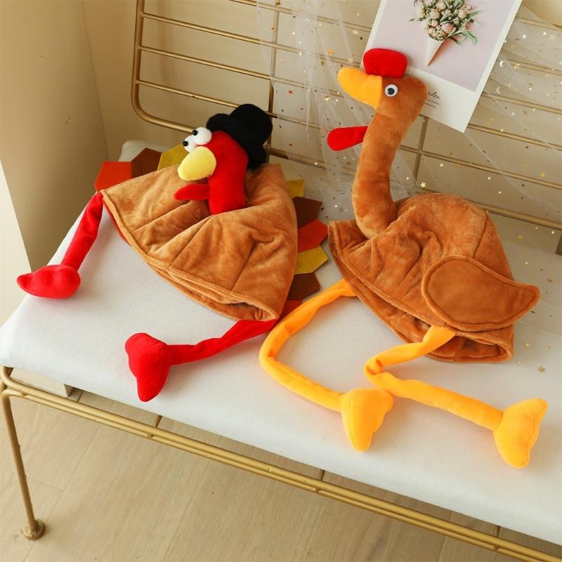 Plüsch-Truthahn Thanksgiving Truthahn Hut Neuheit Gebratenes Hähnchen Wichteln Kostüm Party Dekoration