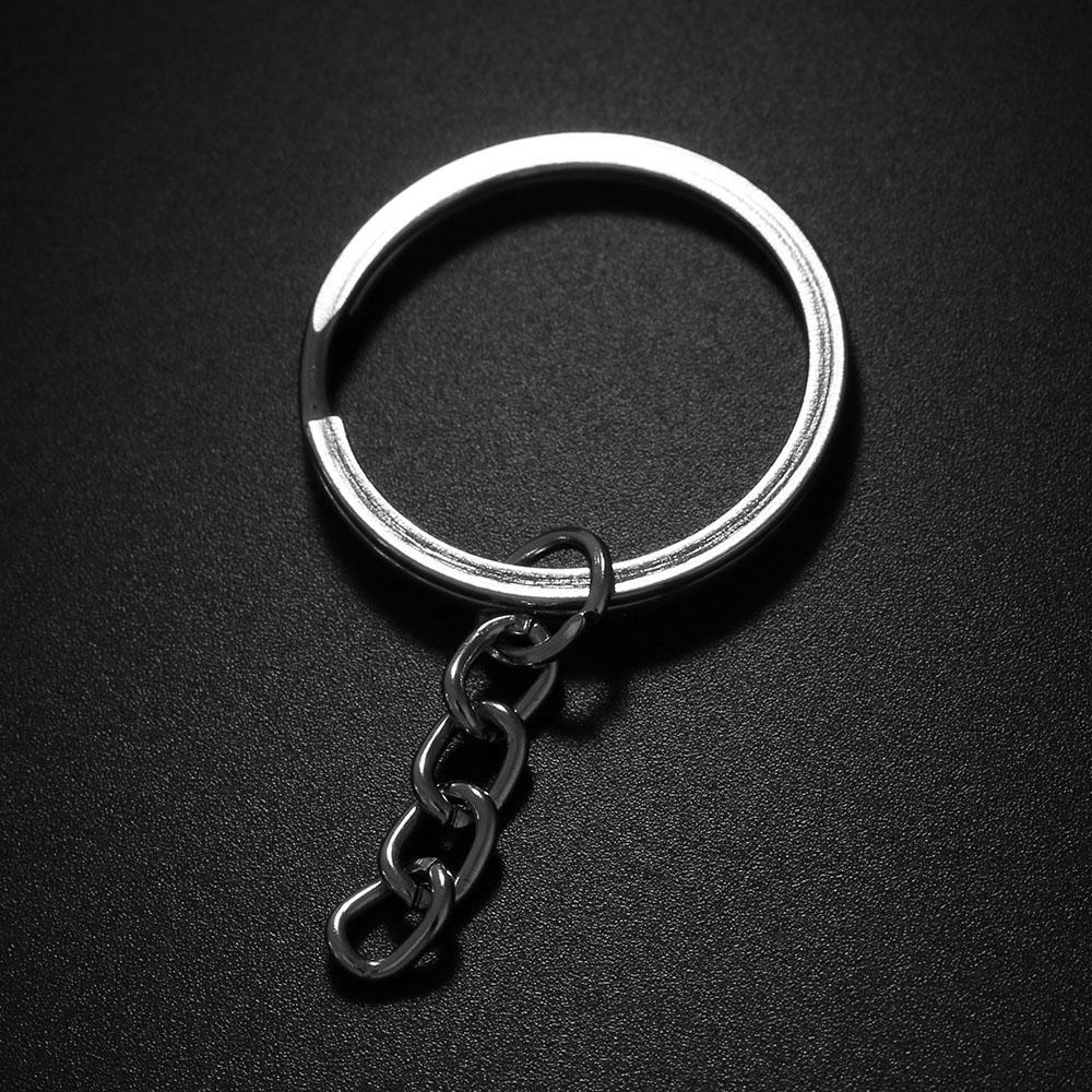 25mm Jewelry Split Ring Polished Silver Key Fob Keychain Keyring Short Chain