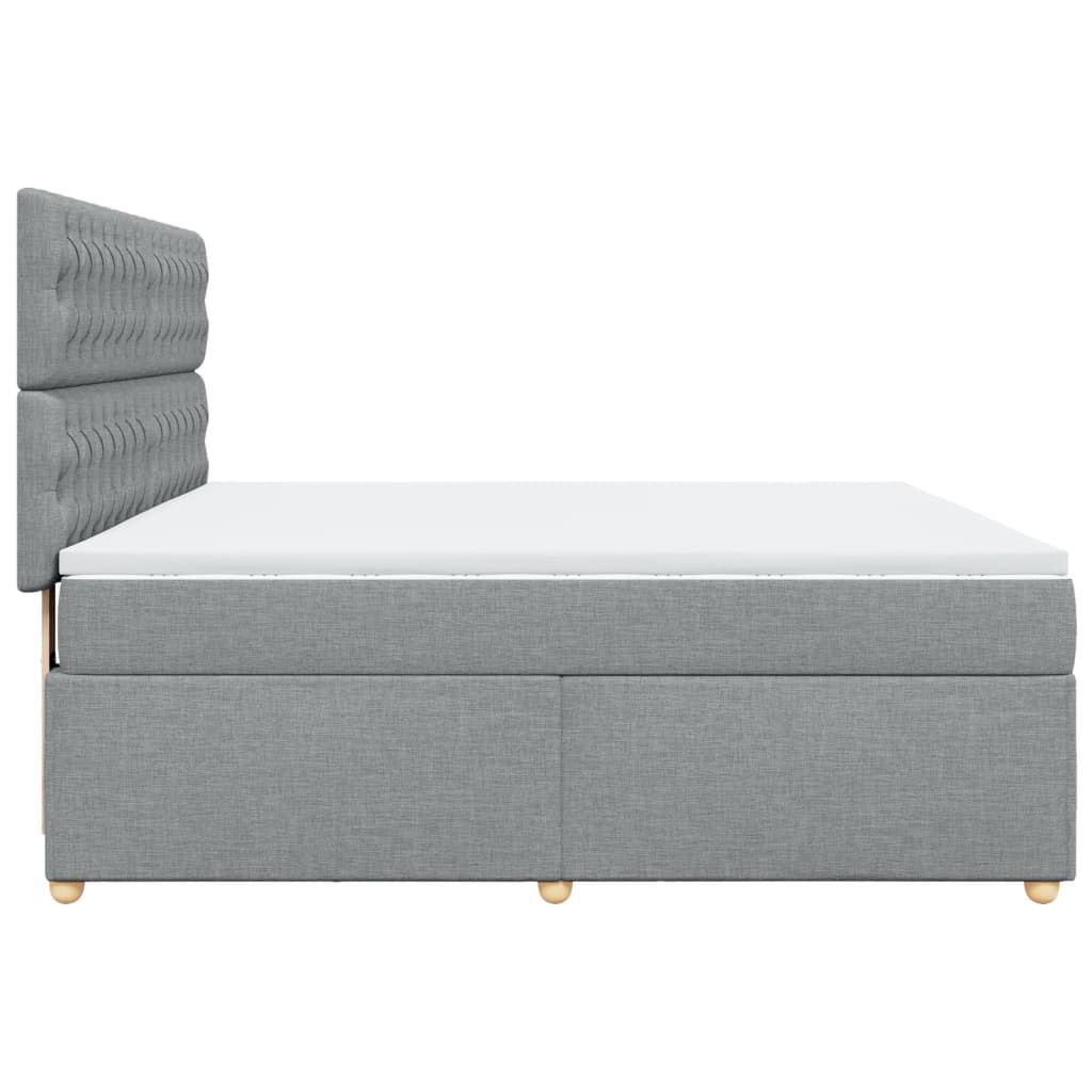 Box Spring Bed with Mattress Light Grey 180 X 200 Cm Fabric