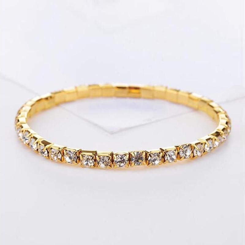 New Fashion Crystal Women's Bracelet Bangle Chains Crystal Gold Color Elastic Bracelets Hand Jewelry Wedding Accessories