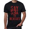 Men’s Vintage Tee Shirt Graphic T Shirt Say Yes To Beaches Deep Black