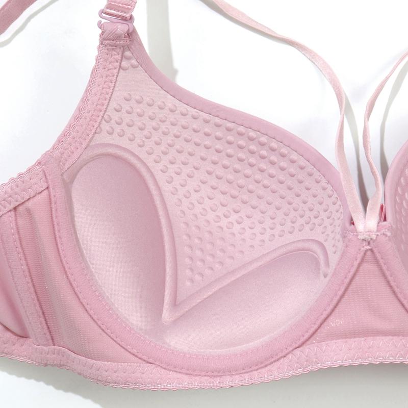 Rosa Push Up BH för Flicka Bekväm & Andningsbar Kors Urskuren BH, Damunderkläder 34B-40B Kupstorlek