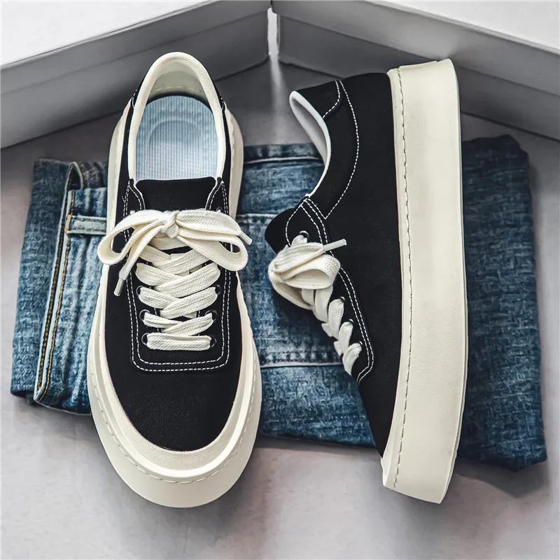 Adidași Canvas Bărbați cu Platformă Talpă Groasă Pantofi Casual de Exterior pentru Skateboard Bărbați Pantofi de Mers