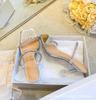 Talons hauts transparents pour femmes été 2025 nouvelle mode célébrité Internet stiletto avec mules cool porter sandales strass