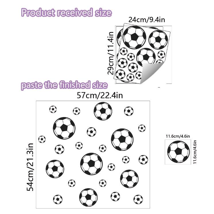 Cartoon Football Wall Stickers for Kids' Rooms, Nursery, and Dorms - Home Decor, Self-Adhesive