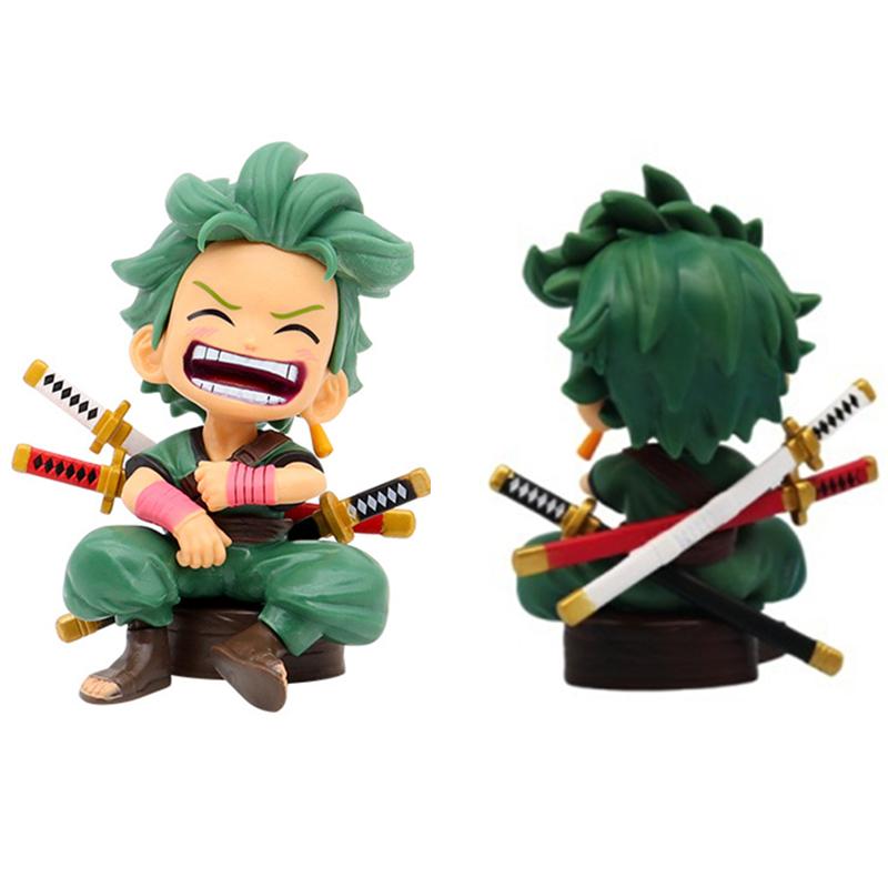 One Piece Luffy Zoro Sitting Q Version Fashionable Action Figure Cartoon Anime Desktop Car Ornaments Doll Collection Present