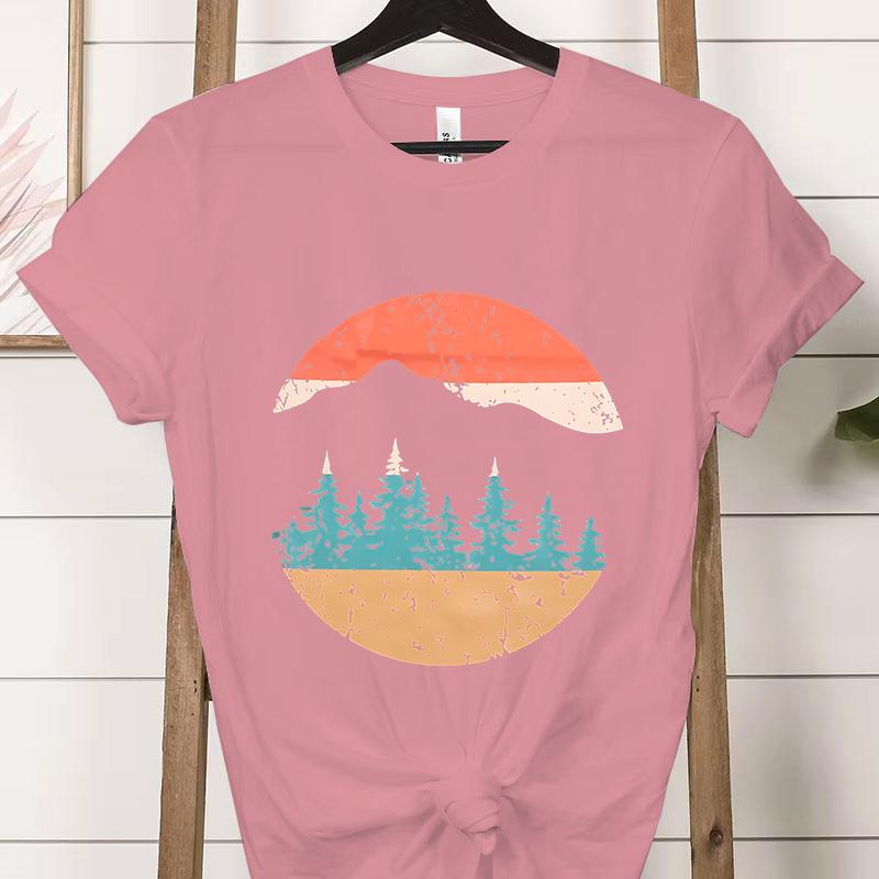 Vintage Abenteuer Berg Grafik T-Shirts Damen Lustiges Naturfreund Geschenk Klassische Oberteile Frau Abenteuer Draußen Berg T-Shirt
