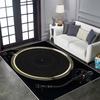 Retro Vinyl Record Living Room Large Carpet Realistic Design with Black Base and Gold Patterns Anti-slip Rug for Home Decor