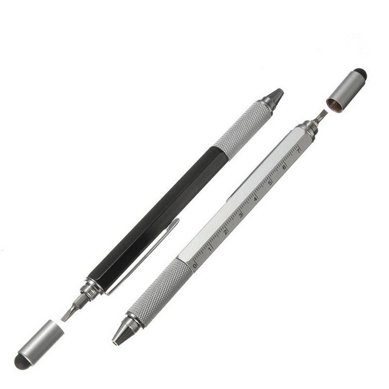 7 In1 Multifunction Ballpoint Pen with Modern Handheld Tool Measure Technical Ruler Screwdriver Touch Screen Stylus Spirit Level