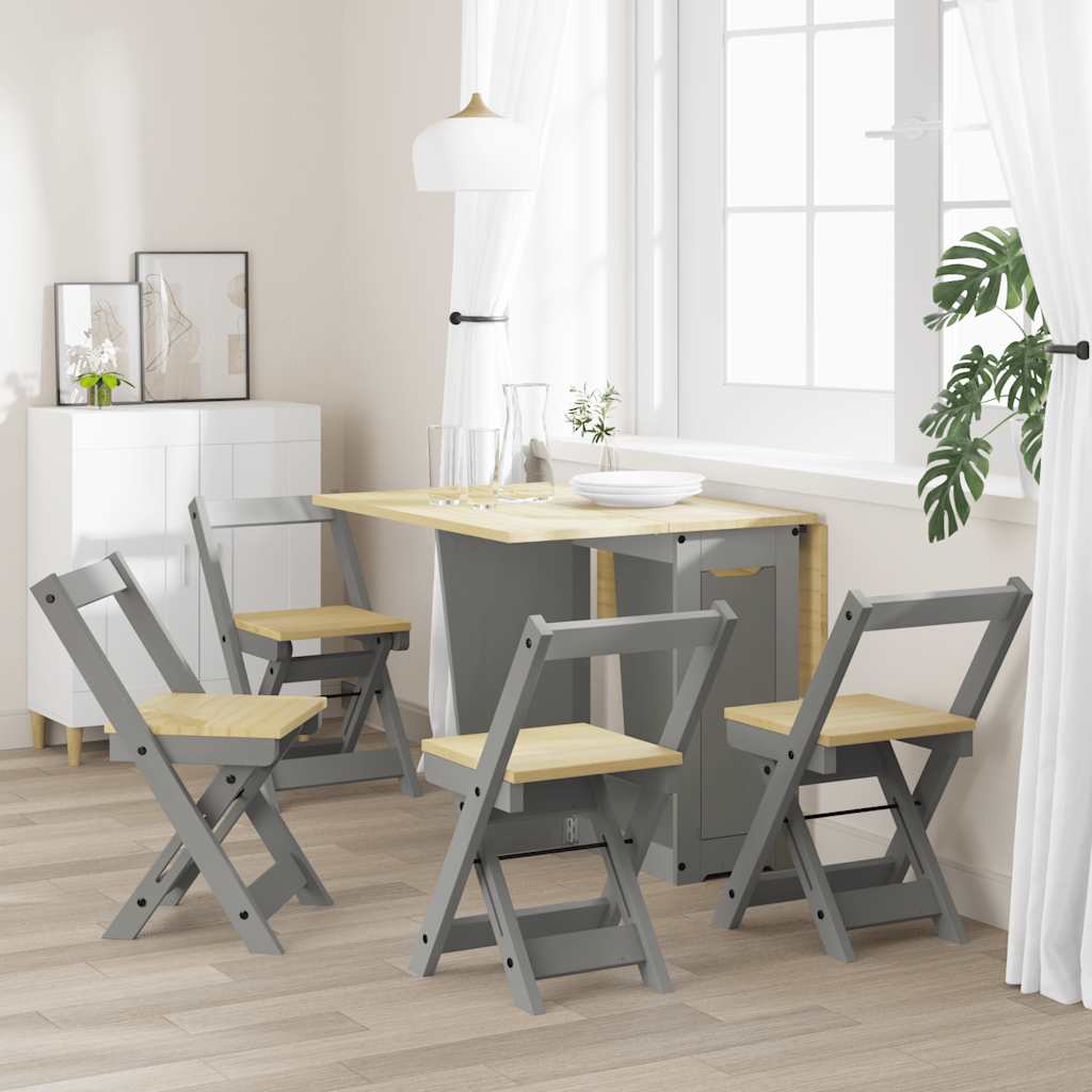 vidaXL Klappstühle, 4 Stück, Modell „Corona“, graues Massivholz Kiefer