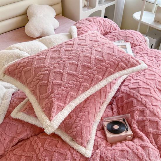 Cozy Double-Sided Fuzzy Pillow Cover for Winter - Soft and Warm Bedroom Decor