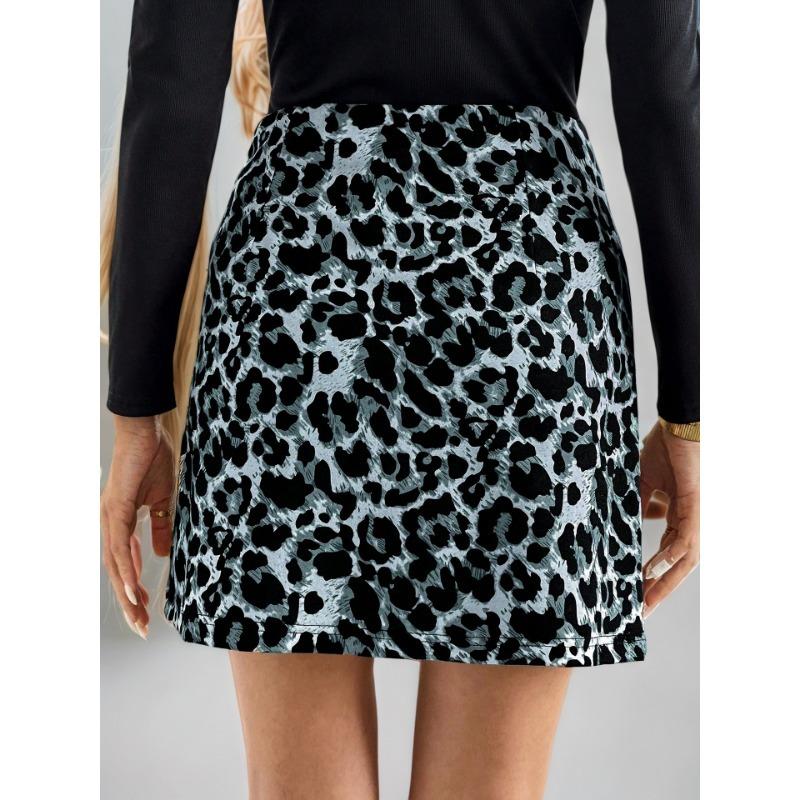 Leopard Print Skirt Internet Celebrity Ins Short Skirt Women's Autumn Skirt High Waist Slimming A-line One-step Skirt