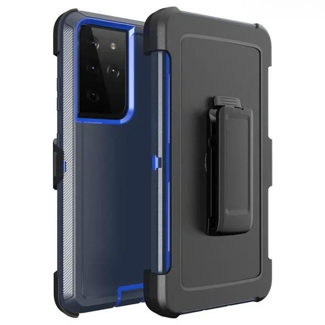 3-in-1 Militaire Pantser Schokbestendige Telefoonhoesje Voor Samsung S25 S24 S23 S22 S21 S20 Ultra Plus Note20 Otter Case Doos Riemclip Hoes