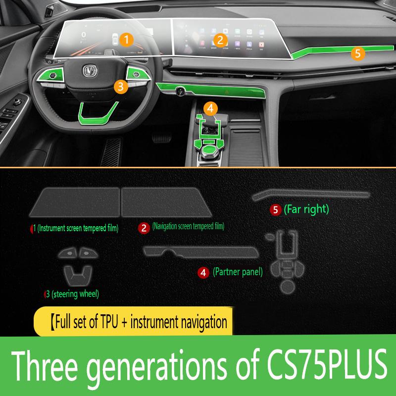 Changan CS75 PLUS -2025-höz Átlátszó TPU Védőfólia Belső Matricák Középkonzol Navigációs Képernyő Autós Kiegészítők