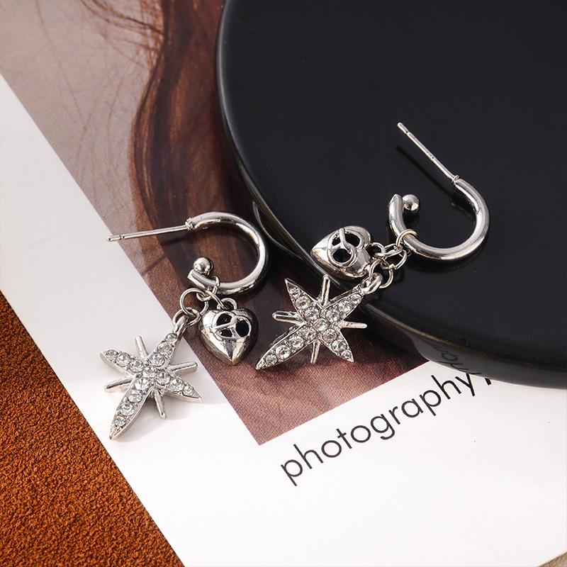 Shiny Zircon Eight-Star Earrings Unique Design Luxury Feel Personality  Versatile Jewelry Ear Decor