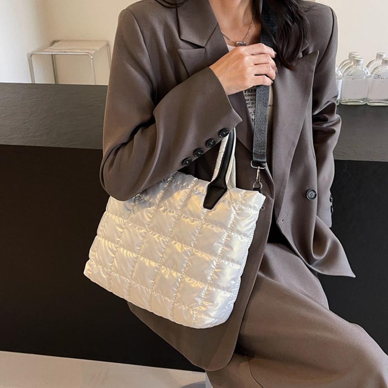 Tragetasche Nylon Einfarbig Umhängetasche Puffer Crossbody Bag Damen Schultertaschen Damen Große Kapazität Handtasche