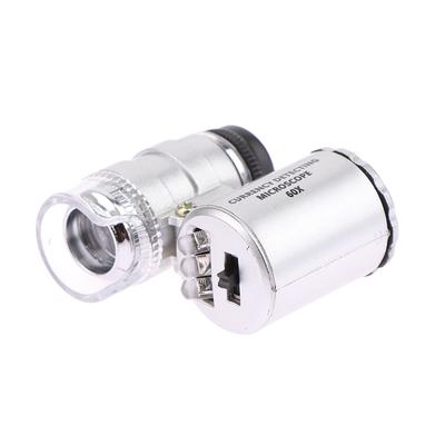 60X Portable Illuminated Microscope Mini Pocket Led Magnifying Glass Handheld Jeweler Magnifier
