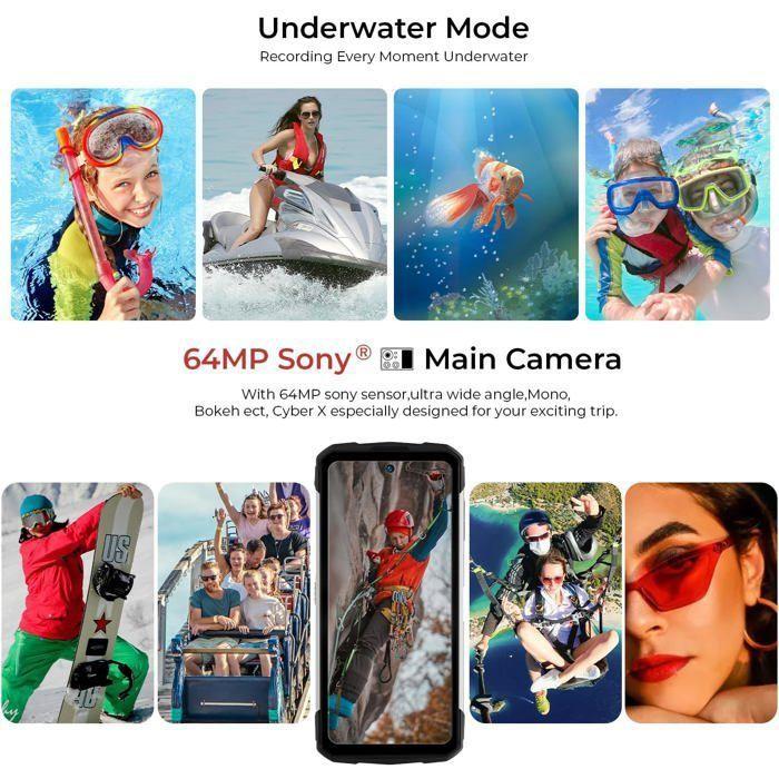 Unbreakable Portable Telephone HOTWAV Cyber X 14GB+256GB 6.78" FHD+ Screen 10200mAh Robust Smartphone Dual SIM 4G/NFC/GPS Black