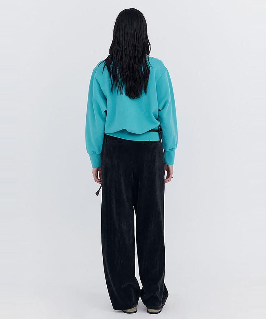 WNDERKAMMER Damage V-Neck Sweatshirt_Mint