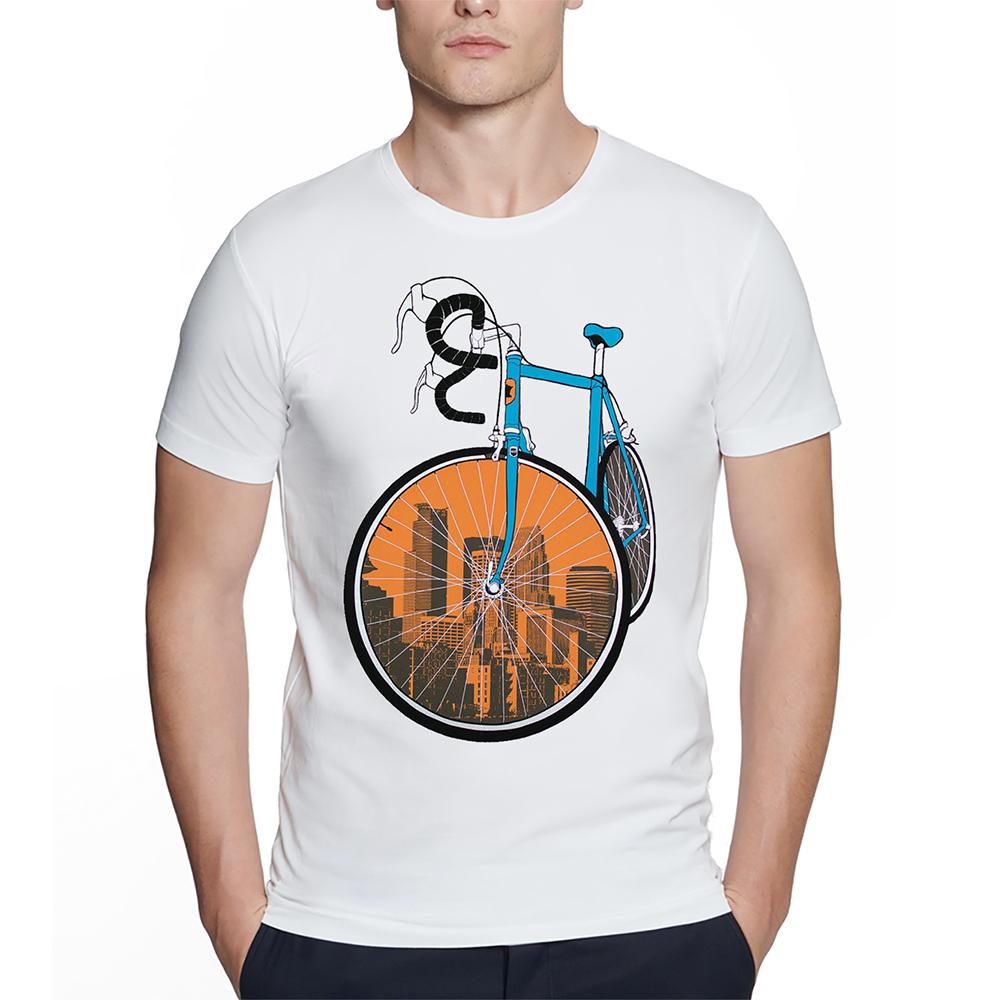 Worn Out Bike Men's T-shirts Skeleton Bicycle Short Sleeve Creative Cycling Art Tshirts Fashion Skull Desgin Top Streetwear Tees