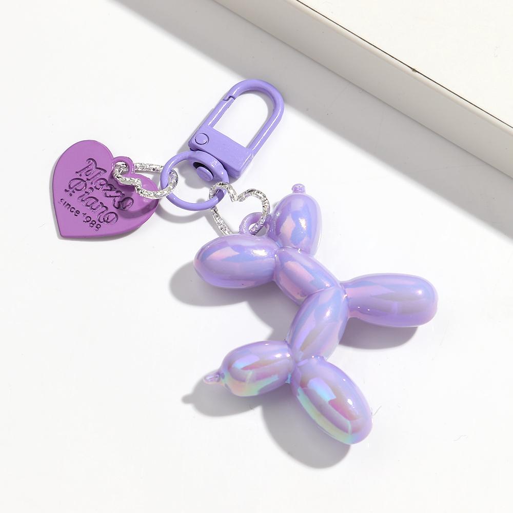 Creative Big Balloon Dog Heart Keychain for Women Girls Cute AB Colorful Acrylic Dog Keyring Phone Bag Charms Accessories Gifts