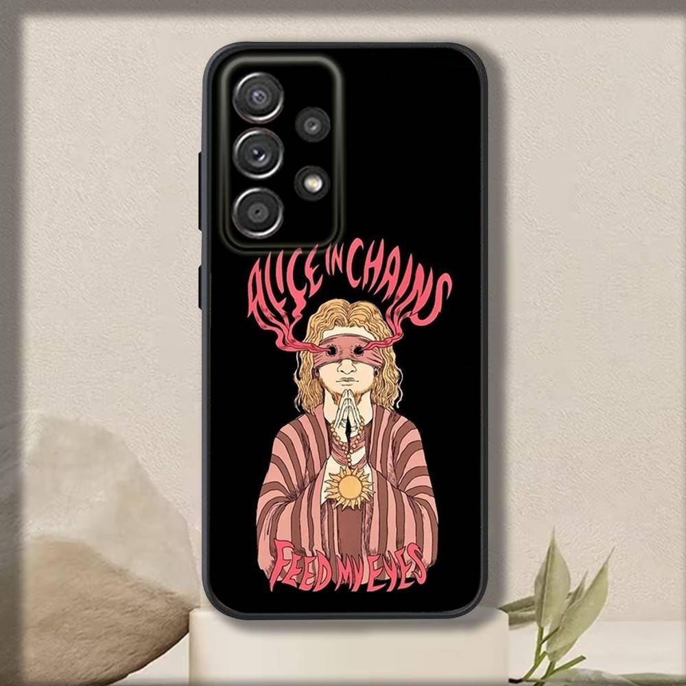Band A-Alice In C-Chains Phone Case For Samsung S 25,24,23,22,30,21,10,9,Ultra,Plus,Lite,FE,4,5 G Soft Black Case