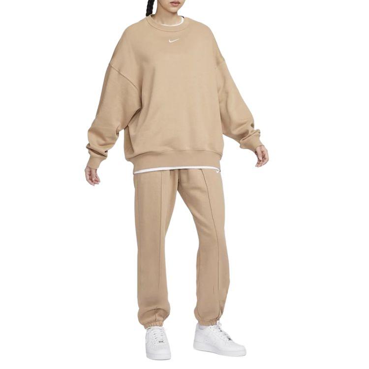 Nike Sweatshirts Women's Khaki Crew Neck Moderate DD5633-200