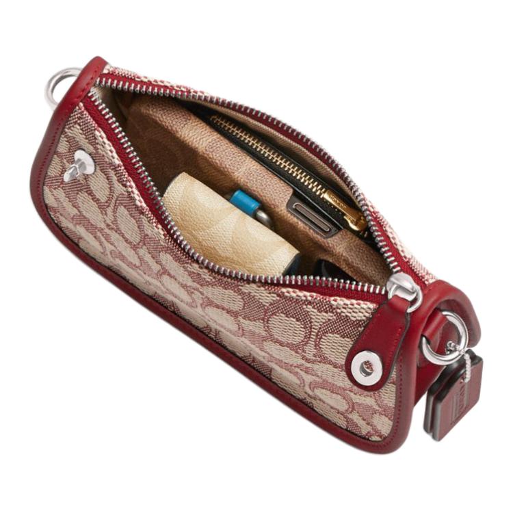 Coach Swinger 20 Logo Print Jacquard Handtas Kleine Dameshandtassen Robijn Ivoor CZ923-LHXJA