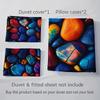 3Pcs Colorful Textured Stone Duvet Cover Set 1 Duvet Cover + 2 Pillowcases (No Insert) Soft And Comfortable Breathable Bedding
