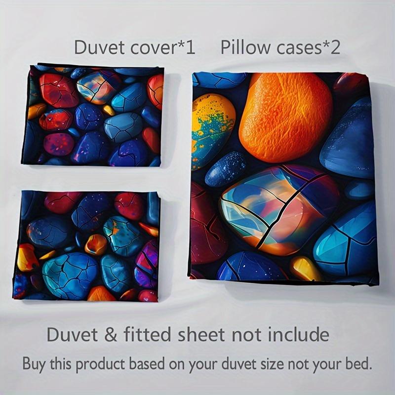 3Pcs Colorful Textured Stone Duvet Cover Set 1 Duvet Cover + 2 Pillowcases (No Insert) Soft And Comfortable Breathable Bedding