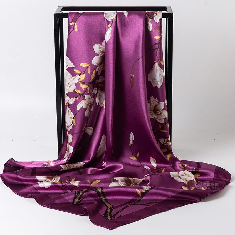 Chinese Style 90 * 90cm Large Square Scarf Simulated Silk Scarf Shawl Spring Autumn New Style Ribbon Cloak Turban Femme Sj114
