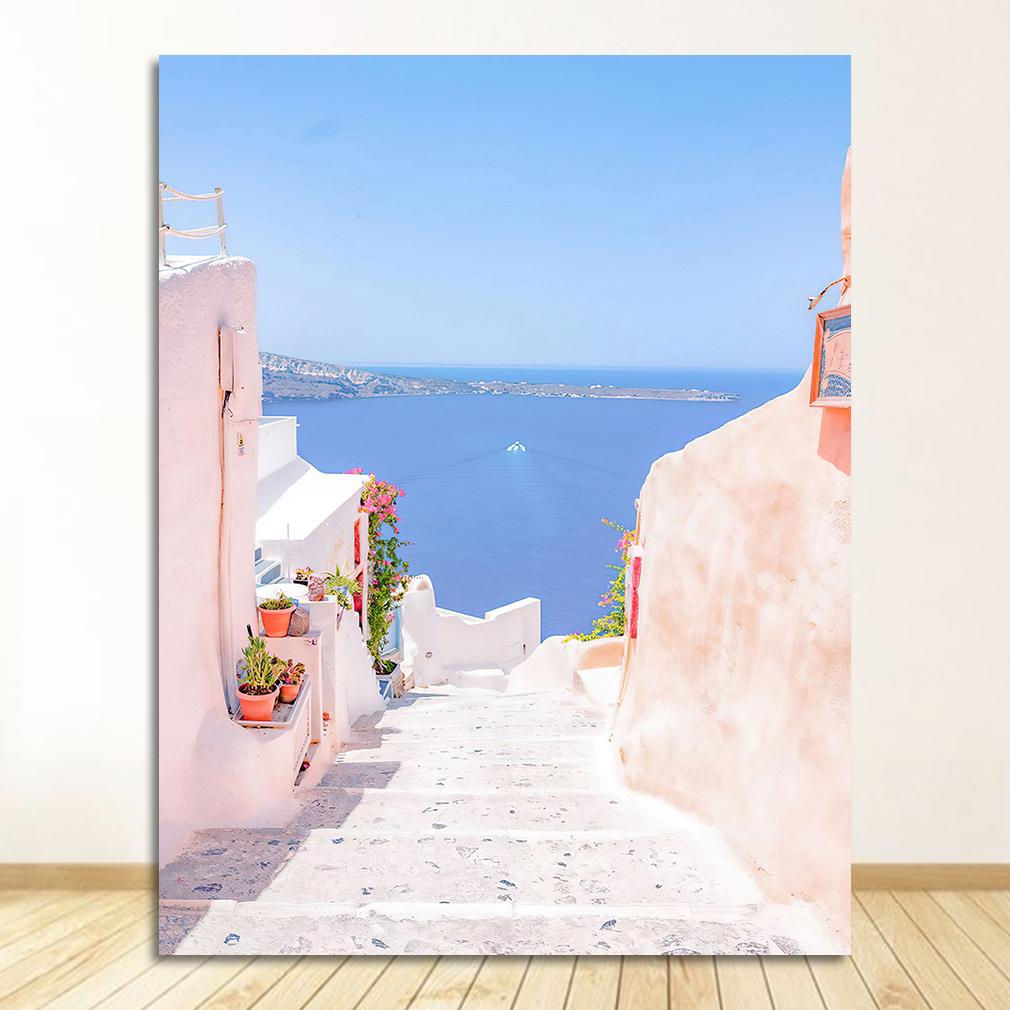 Griechische Insel Reiseposter Minimalistische Wandkunst Leinwandgemälde Sommer Griechenland Drucke Mamma mia College Wohnheim Dekor Santorini