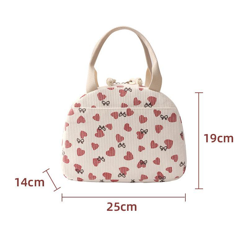Large Capacity Corduroy Bento Bag for Work and School - Insulated and Portable with Strap
