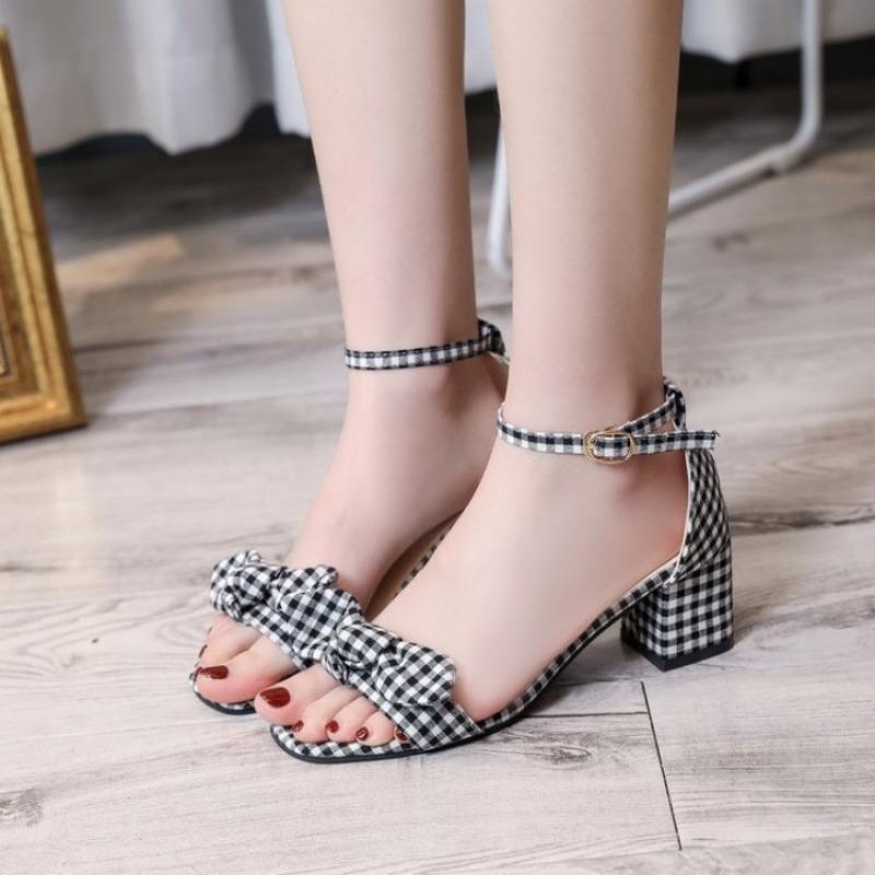 Open Toe Suede Roman Square Heel High Heels Sandals Women 2024 Summer Shoes Fashion Sexy Word Buckle Strap Ladies Shoes Female