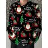 Men's Stylish Christmas Printed Long Sleeve Shirt with Lapels, Non-elastic Fabric, Suitable for Casual or Formal Occasions